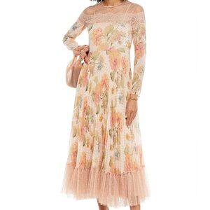 RED Valentino Floral Maxi Dress in Pink and Cream
